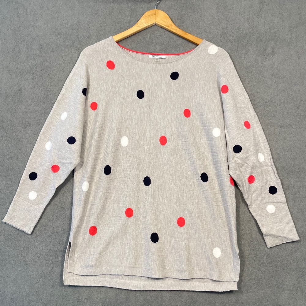 VILA MILANO Women’s Small Gray Polka Dot Lightweight Sweater